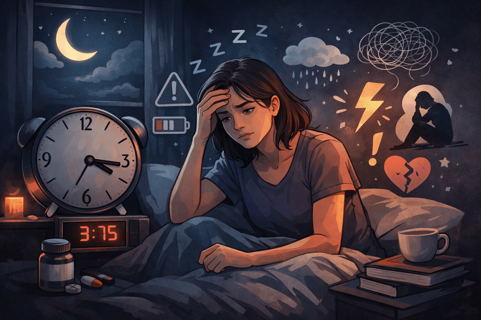 foto de mulher com insonia