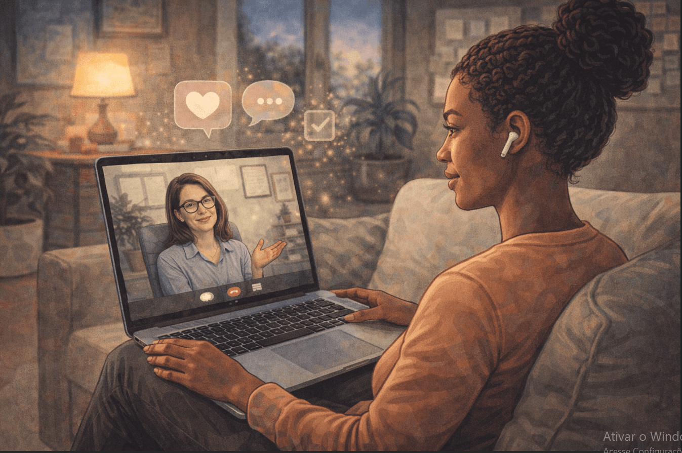sessão de terapia online em casa