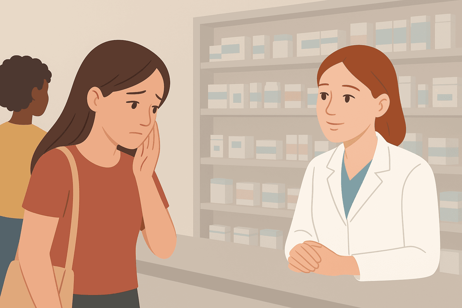 pessoa anisosa na farmácia