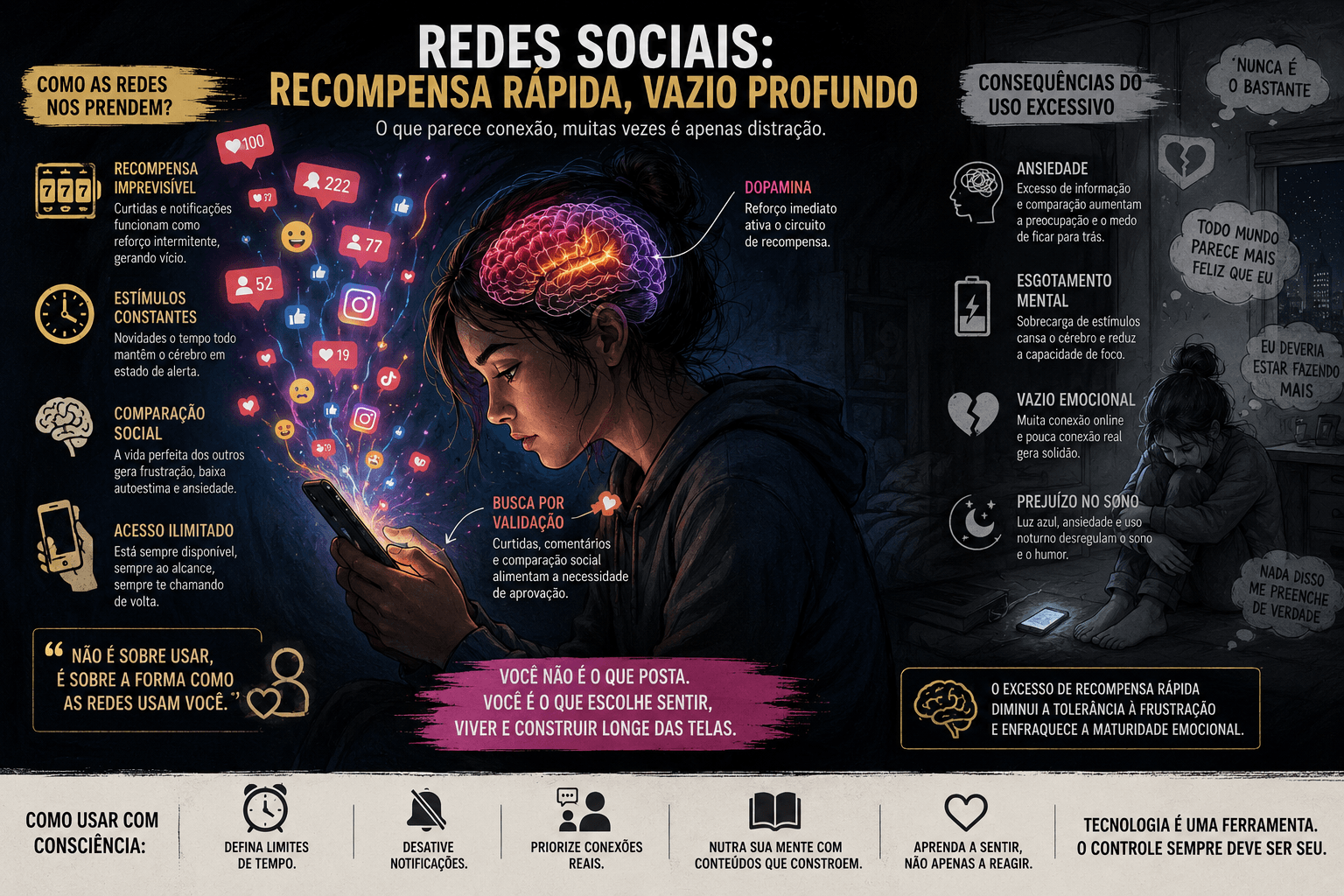 Redes sociais, recompensa rápida e empobrecimento da maturidade emocional.